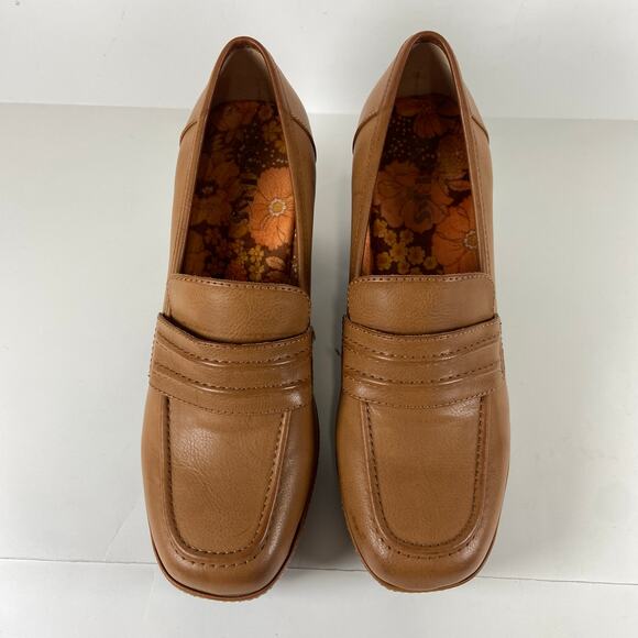 Korks Brown Faux Leather Heel Loafer Shoes Size 8.5 - Picture 4 of 10